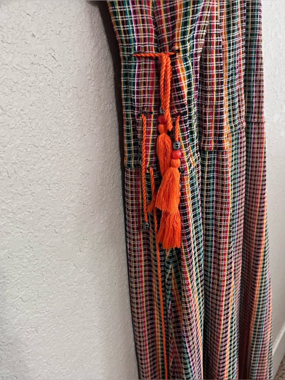 Zara Multicolored Plaid Tassel Maxi Dress Size Small - Picture 10 of 14
